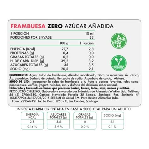 SALSA ZERO REVITTA 330GR SABOR FRAMBUESA-0