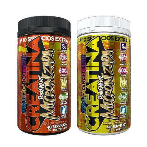 2 FRASCOS CREATINA MONOHIDRATO - 40 SERV C/U - Italo grottini - NARANJA Y MANGO MARACUYA-0