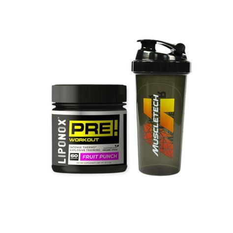 PACK PRE ENTRENO ENERGIZANTE 60 SV + SHAKER - LIPONOX-0