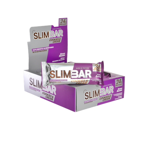 Box 12 Barras con 23gr de proteína  60gr Slimbar - Cookies and cream-0