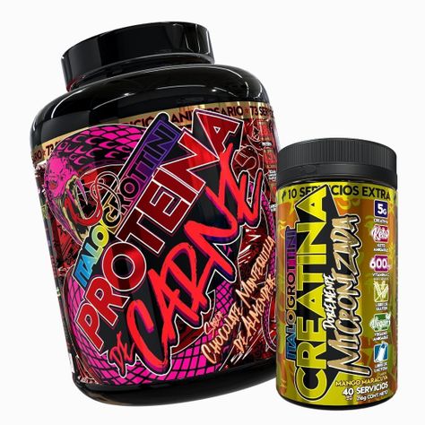 PROTEINA DE CARNE - 5,2 LIBRAS – 73SV CHOCOLATE + CREATINA 40SV MANGO  MARACUYA-0