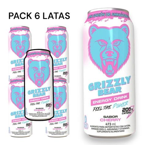 Pack 6 Energetica Grizzly Bear - Cherry  - 200mg cafeína - 473ml c/u-0