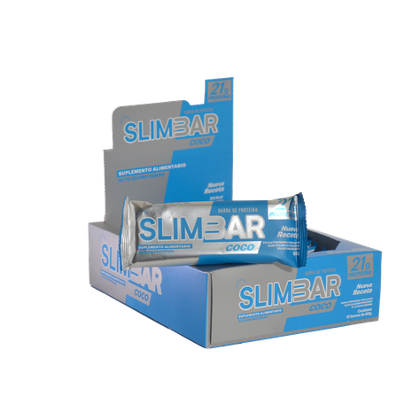 Box 12 Barras de proteína 20gr de proteína 60gr Slimbar Coco-0