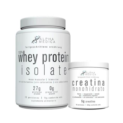 PACK PROTEINA 100% WHEY PROTEIN ISOLATE + CREATINA 300GR - ALPHA MEDICA-0