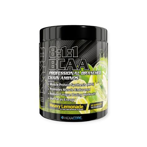 BCAA 8:1:1 OXY 8 40 SERVICIOS 480G LEMONADE - HEXACORE-0