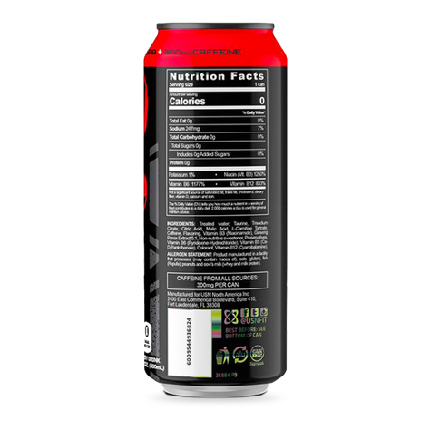 ENERGETICA O PRE ENTRENO QHUSH DE USN  RED RUSH - 473 ml --1