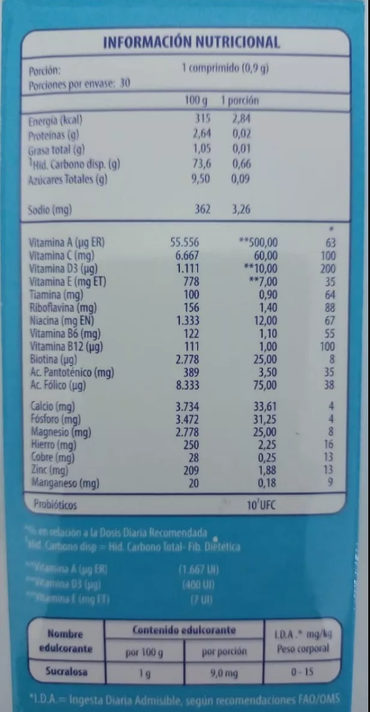 PROBIOTICO MASTICABLE INFORTIN 30 COMPRIMIDOS - INFOR-1