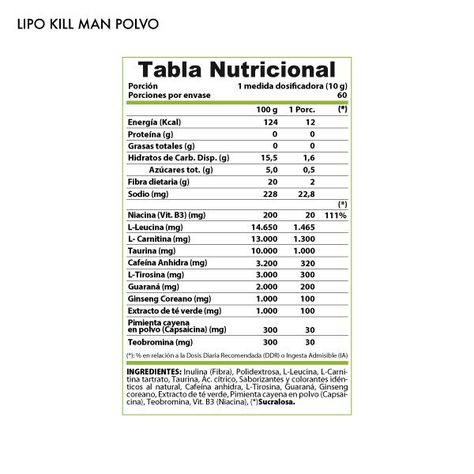 Termogénico Polvo Lipo Kill Man 600 grs.- Limón - Winkler N.-1