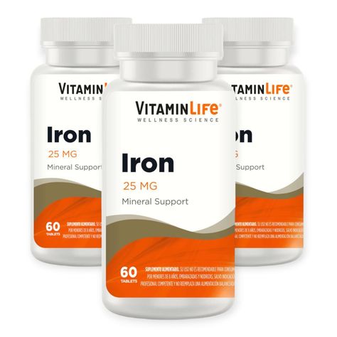 PACK 3 IRON 25MG SOPORTE MINERALES HIERRO 180TAB-0