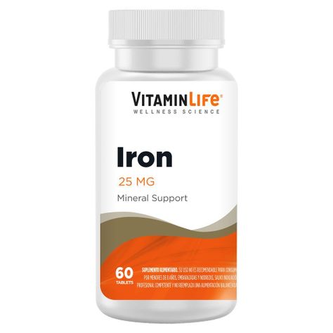 IRON 25MG SOPORTE DE MINERALES HIERRO 60TAB -0