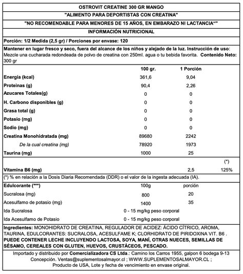 CREATINE MONOHYDRATADA 300GRS MANGO - OSTROVIT-1