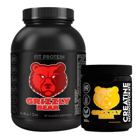 Pack Proteína Grizzly Bears 2 kg 60 SV. - Chocolate  y Creatina 300gr-0