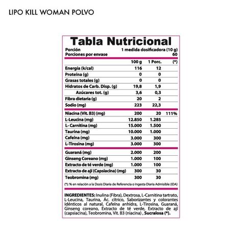 Termogénico Polvo Lipo Kill Mujer 600 grs.- Piña - Winkler N.-1