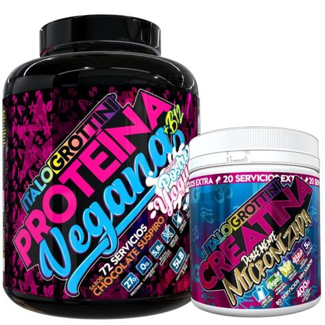 PACK PROTEÍNA VEGANA 5LIBRAS + CREATINA 400GR - ITALO GROTTINI - CHOCOLATE SUSPIRO | Proteina-0