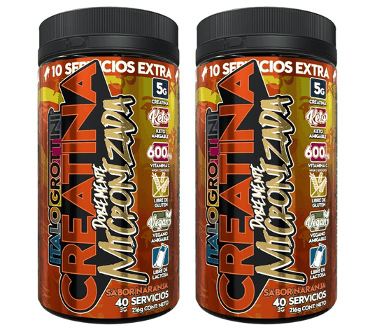 2 FRASCOS CREATINA MONOHIDRATO - 40 SERV C/U - Italo grottini - NARANJA-0