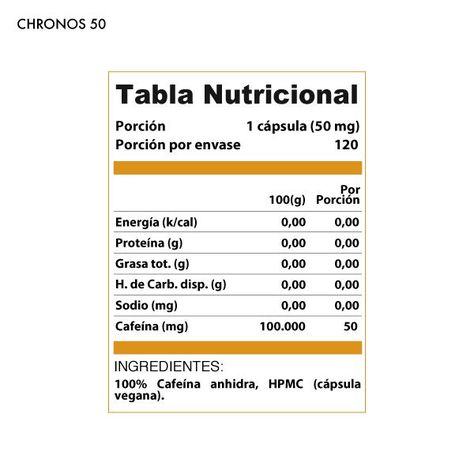 Cafeina anhidra Chronos 5.0 50 mg 120 cápsulas-1