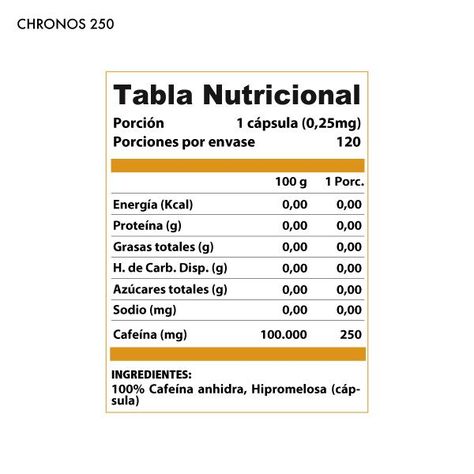 Cafeina anhidra Chronos  250 mg 120 cápsulas-1