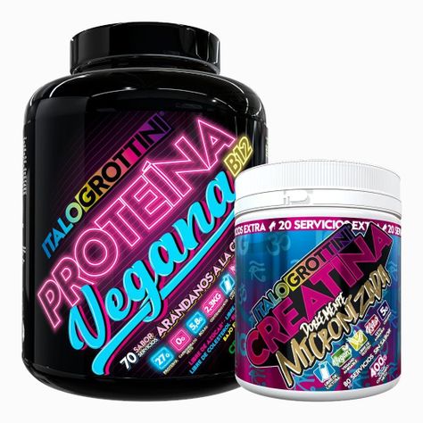 PACK PROTEÍNA VEGANA 5LIBRAS + CREATINA 400GR - ITALO GROTTINI - VAINILLA ARROZ CON LECHE | Proteina-0