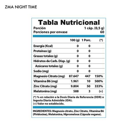 Pro-hormonal ZMA Nightime +Vitamina B6 60 cápsulas-1