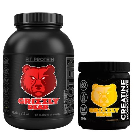 Pack Proteína Grrizzly Bears 2 kg - 60 serv. y Creatina 300gr-0