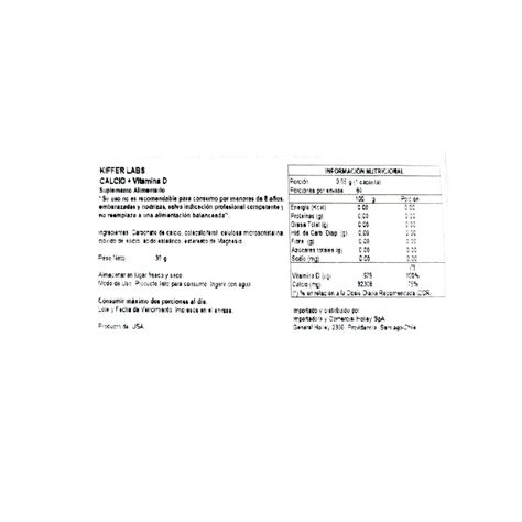 CALCIO 600MG + VITAMINA D 60 TABLETAS - KIFFER-1