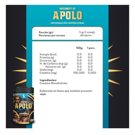 CREATINA MONOHIDRATADA 300 GR - APOLO - PALIKOS FITNESS-1