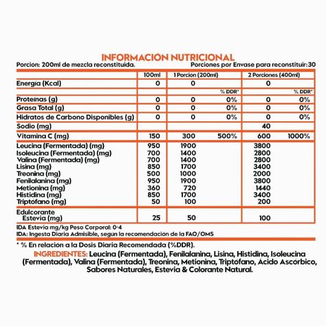 Aminoacidos Bcaas Esenciales - 360gr - Italo Grottini NARANJA-1