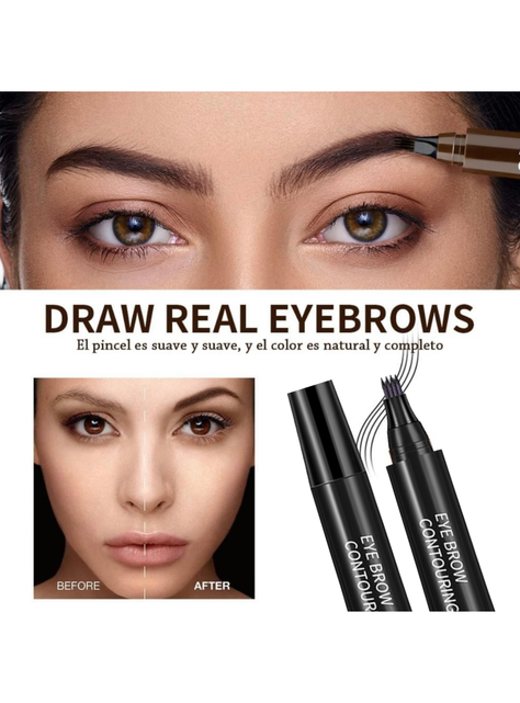 Lápiz Cejas Barba Impermeable Efecto Microblading Maquillaje-3