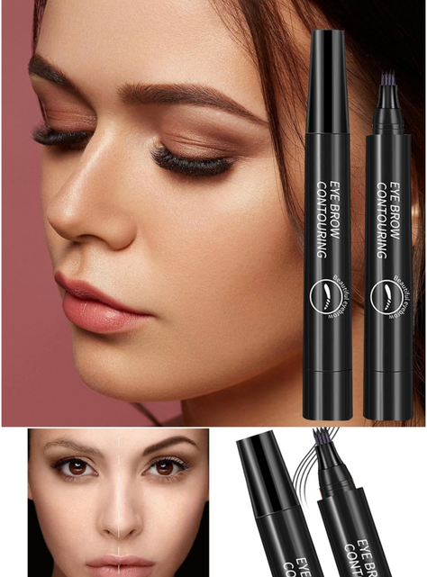 Lápiz Cejas Barba Impermeable Efecto Microblading Maquillaje-6