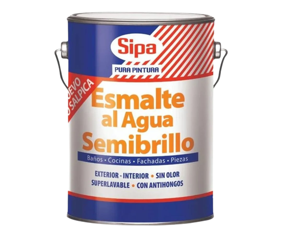ESMALTE AL AGUA SEMIBRILLO BLANCO 1/4 SIPA -1