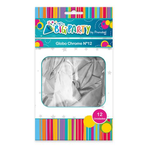 Globo Chrome N° 12 Plateado 12 Un. Big Party-0