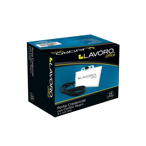 Porta Credencial 9 x5,8 cm Con Cordon Negro 25 Uni Lavoro-0