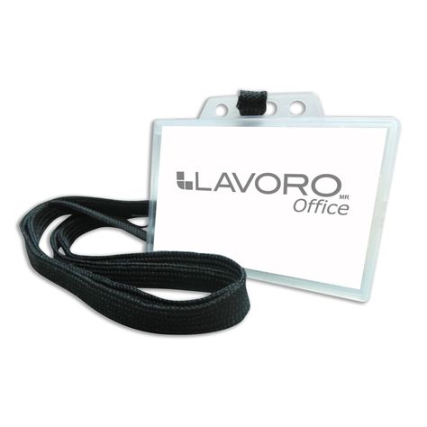 Porta Credencial 9 x5,8 cm Con Cordon Negro 25 Uni Lavoro-1