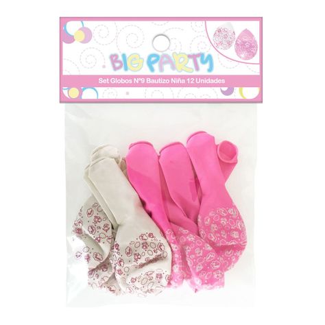 Set 12 Un. Globo Baby Niña Impreso Nº9 Big Party-0