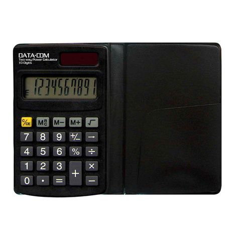 Calculadora Bolsillo 10 Digitos Negro Pila y Solar Datacom-1