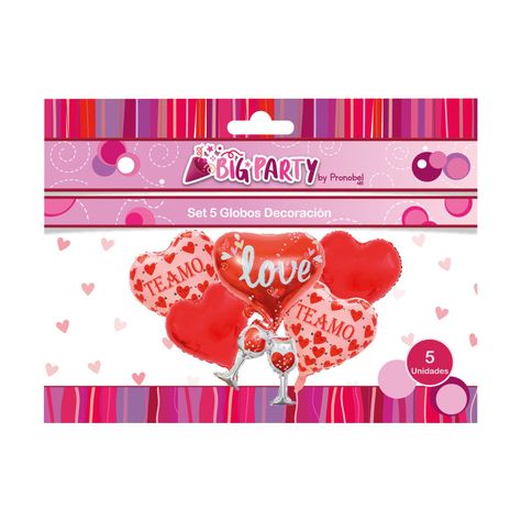 Set 5 Globos Foil Corazon San Valentin Big Party-0