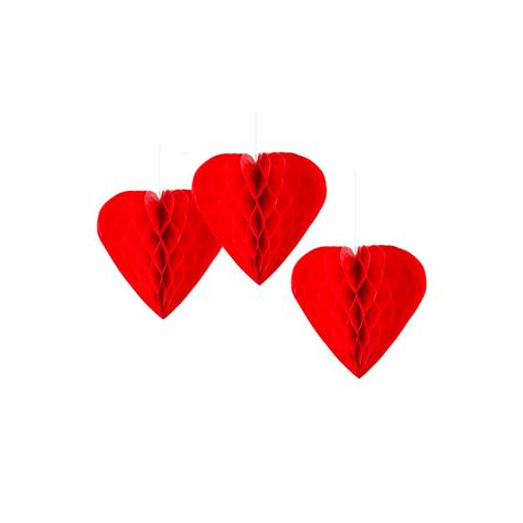 Set 3 Adornos Corazon Rojo San Valentin Big Party-0