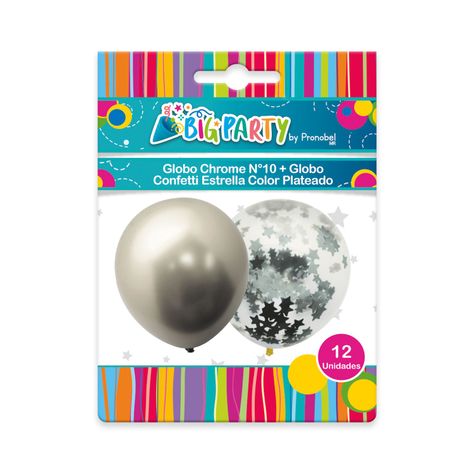 Pack Globo Chrome + Confeti Estrella Plateada Big Party-0
