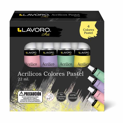 Pintura Acrilica 4 Colores Pastel Lavoro-1