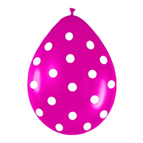 Set 12 Un. Globo Impresos Lunares Fucsia Big Party-1