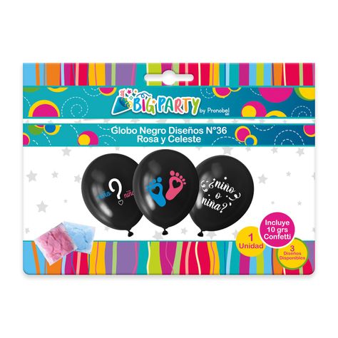 Pack Globo Color Negro + Confetti + 3 Diseños Big Party-0