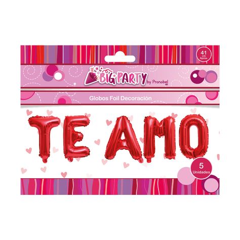 Globo Frase Te Amo 41 cm 5 Letras San Valentin Big Party-0