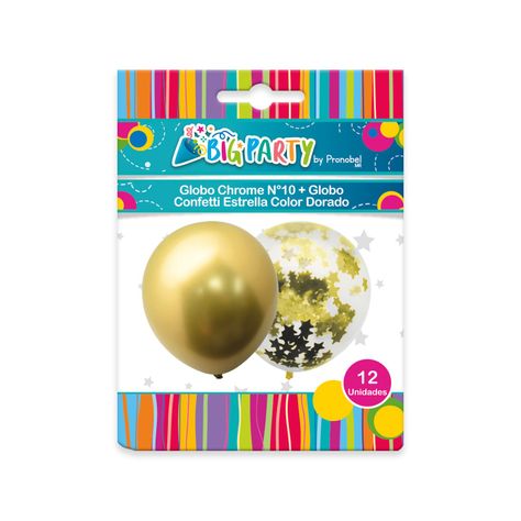 Pack Globo Chrome Dorado + Confetti Estrella Dorada Big Party-0