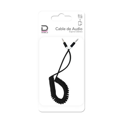 Cable Audio 3.5 a 3.5 Espiral Punta Metal 1 metro Negro Datacom-0