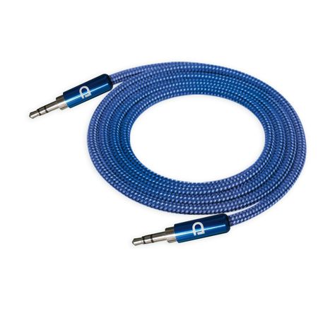 Cable Audio 3.5 a 3.5 Punta Metal Azul 1 metro-0