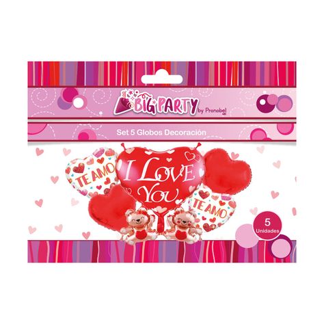 Set 5 Globos Corazon Impreso San Valentin Big Party-0