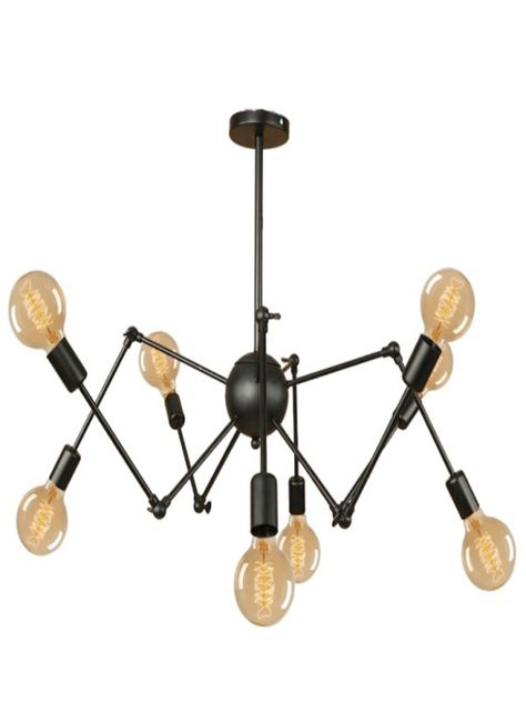 Lampara De Techo Negra Metalica 8 Luces Articulable -0