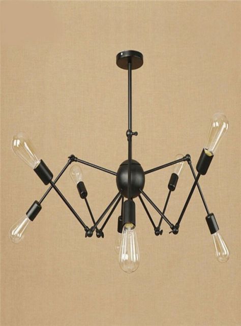 Lampara De Techo Negra Metalica 8 Luces Articulable -5