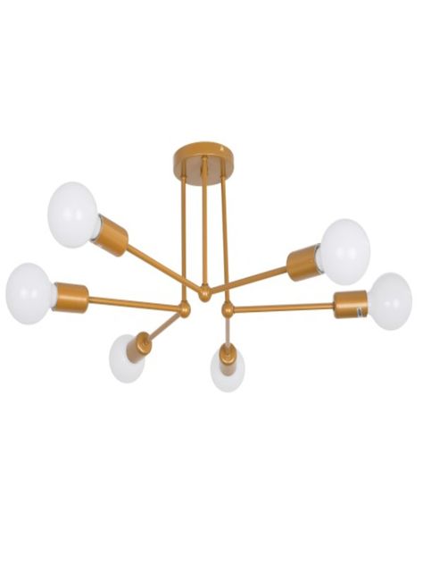 Lampara De Techo Metalica color Oro Amarillo con 6 Soquetes E27 moderna-0