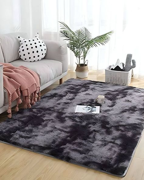 Alfombra peluda Suave 200 x 300 cm Primera Calidad Negro Jaspeado-1